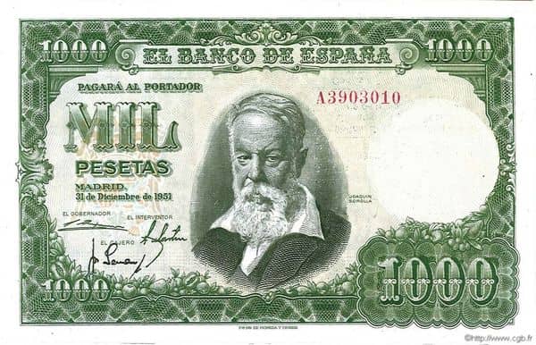 1000 Pesetas (Joaquín Sorolla) from Spain
