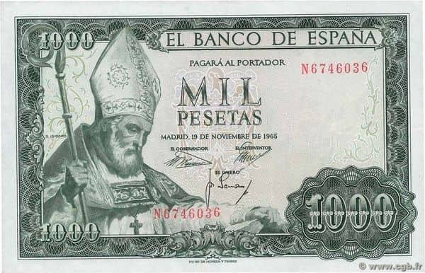 1000 Pesetas (Isidoro de Sevilla, San Isidoro) from Spain