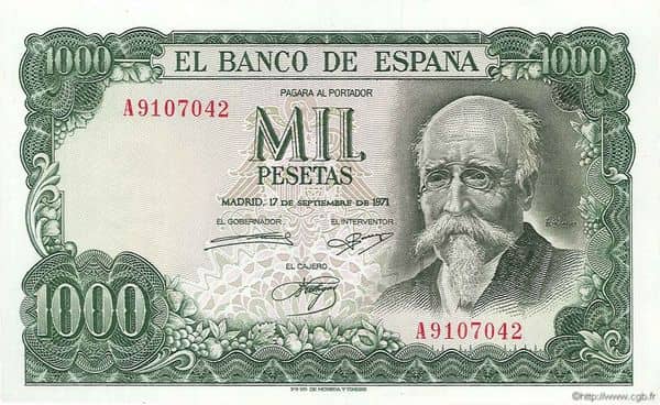 1000 Pesetas (José Echegaray) from Spain
