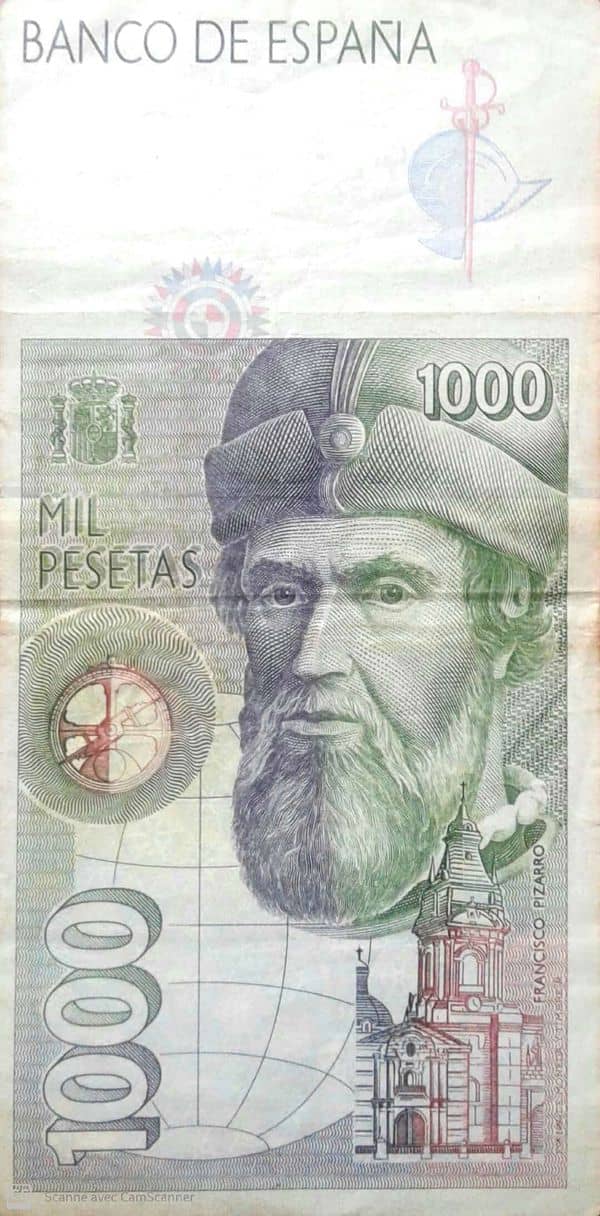 1000 Pesetas (Hernán Cortés) from Spain