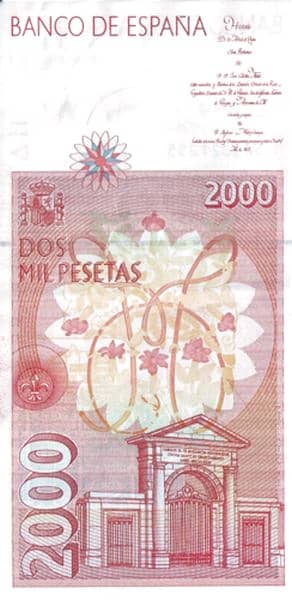 2000 Pesetas (José Celestino Mutis) from Spain