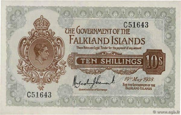 10 Shillings from Falkland Islands