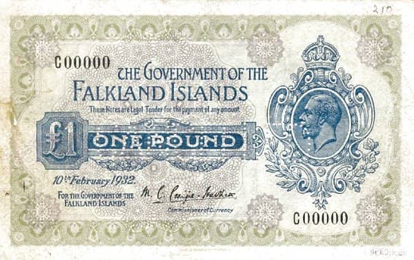 1 Pound George V from Falkland Islands