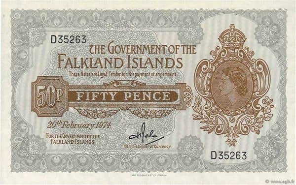 50 Pence Elizabeth II from Falkland Islands