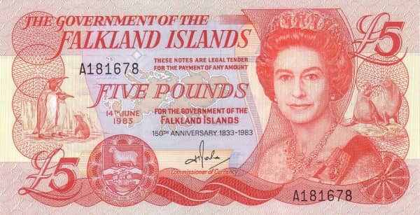 5 Pounds Elizabeth II from Falkland Islands