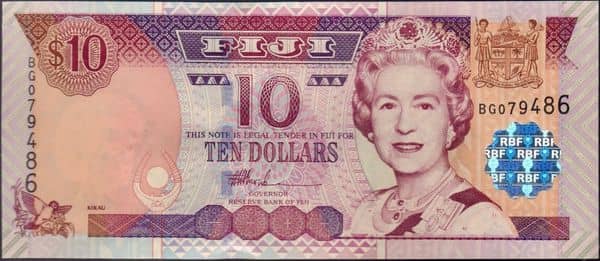 10 Dollars Elizabeth II from Fiji