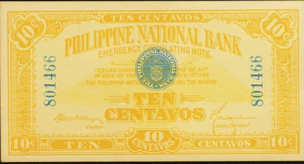 10 Centavos WW I Emergency from Philippines
