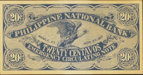 20 Centavos WW I Emergency from Philippines