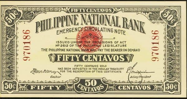 50 Centavos WW I Emergency from Philippines
