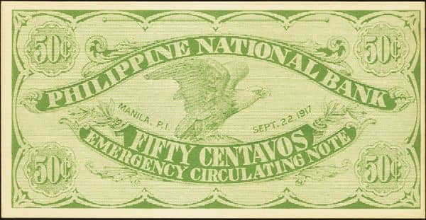 50 Centavos WW I Emergency from Philippines