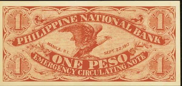 1 Peso WW I Emergency from Philippines