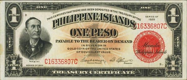 1 Peso Mabini from Philippines