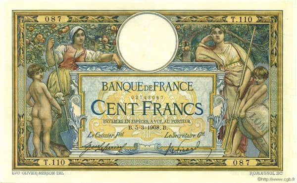 100 francs Luc Olivier Merson from France