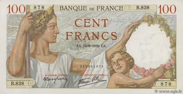 100 francs Sully from France