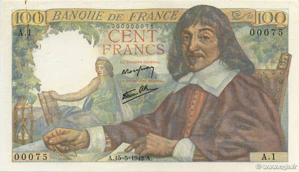 100 francs Descartes from France
