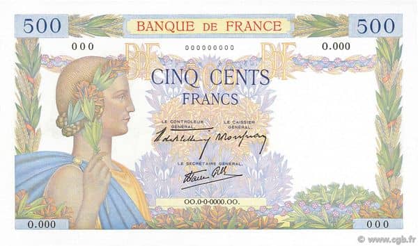 500 francs La Paix from France