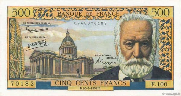 500 francs Victor Hugo from France