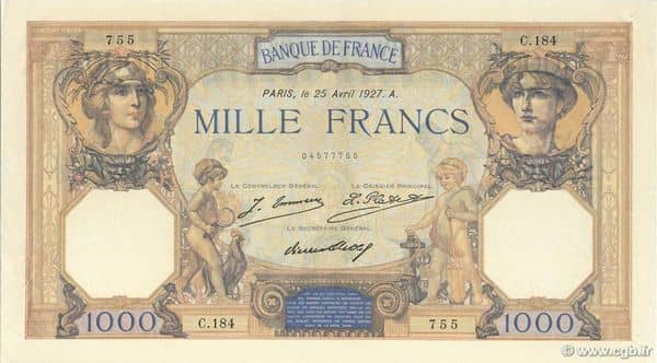 1000 francs Cérès et Mercure from France