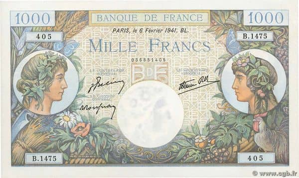 1000 francs Commerce et Industrie from France