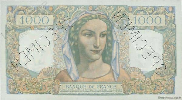 1000 Francs Minerve et Hercule from France
