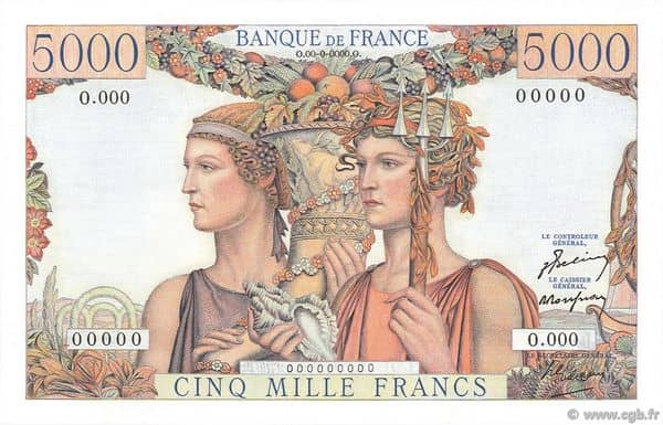5000 Francs Terre et Mer from France