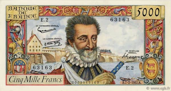 5000 francs Henri IV from France