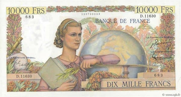 10000 francs Génie Français from France