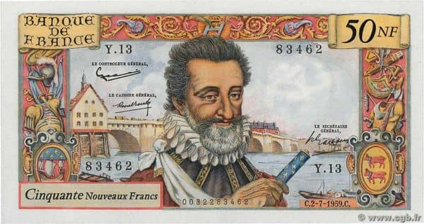 50 nouveaux francs Henri IV from France