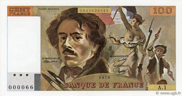 100 Francs Delacroix from France