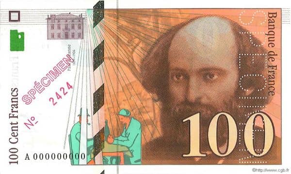 100 Francs Cézanne from France