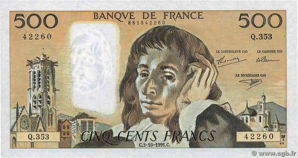 500 Francs Pascal from France