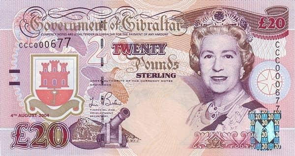 20 Pounds 2004 - Tercentenary of British Rule from Gibraltar