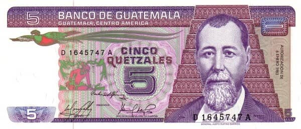 5 Quetzales from Guatemala