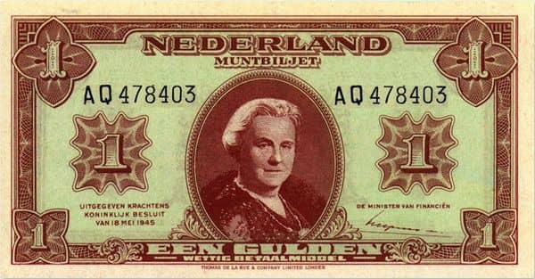 1 Gulden Wilhelmina from Netherlands 