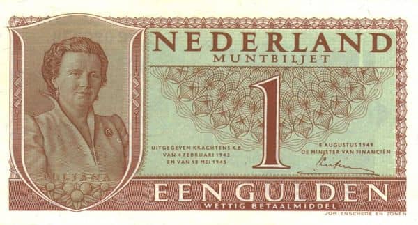 1 Gulden Juliana from Netherlands 
