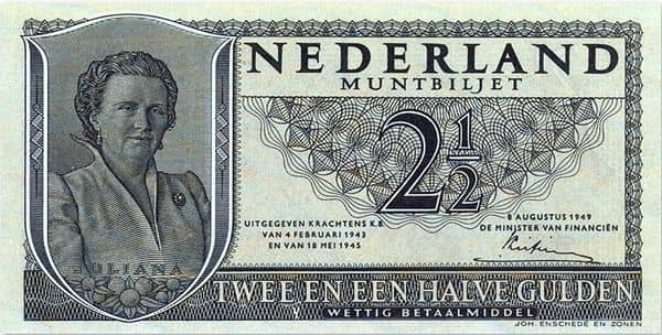 2 1/2 Gulden Juliana from Netherlands 