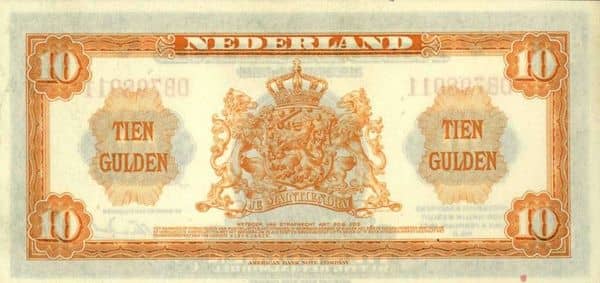 10 Gulden Wilhelmina from Netherlands 