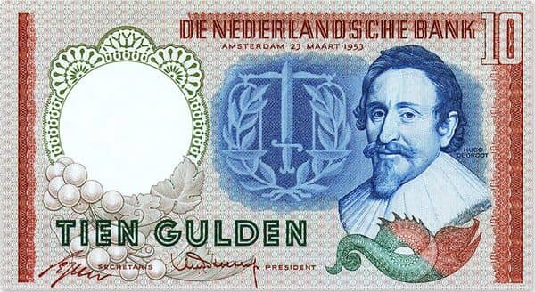 10 Gulden Hugo de Groot from Netherlands 