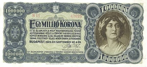 1000000 Korona from Hungary