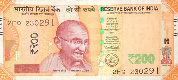 200 Rupees Mahatma Gandhi from India
