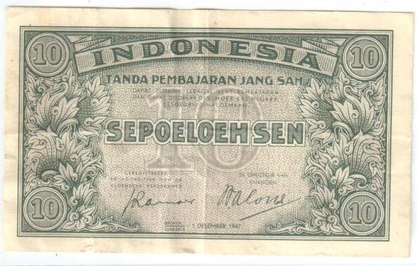 10 Sen from Netherlands East Indies