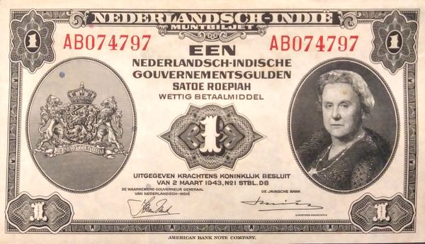 1 Gulden Wilhelmina from Netherlands East Indies