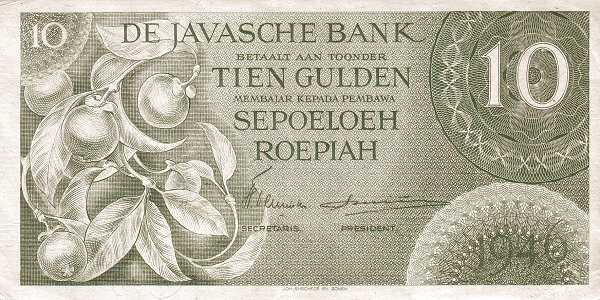 10 Gulden from Netherlands East Indies