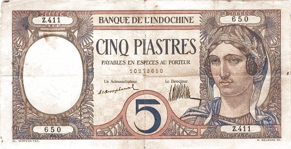5 Piastres from French Indochina