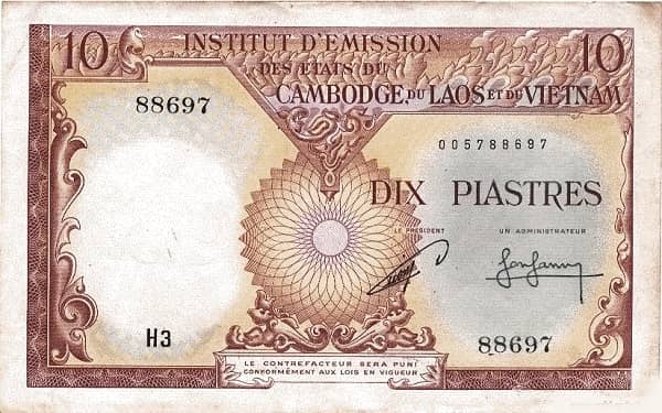 10 Piastres from French Indochina