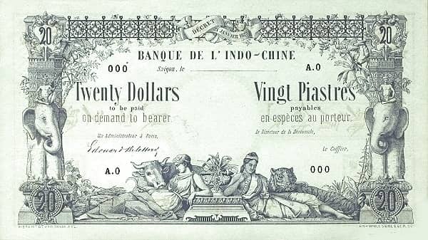 20 Dollars / 20 Piastres from French Indochina