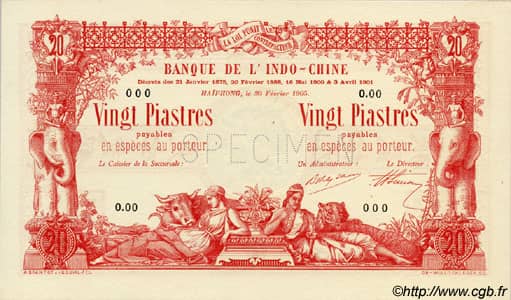 20 Piastres from French Indochina
