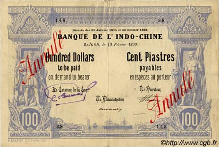 100 Dollars / 100 Piastres from French Indochina