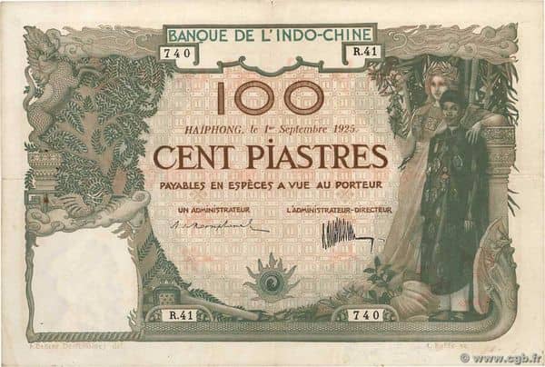 100 Piastres from French Indochina