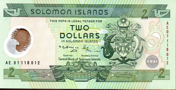 2 Dollars CBSI Silver Jubilee from Solomon Islands